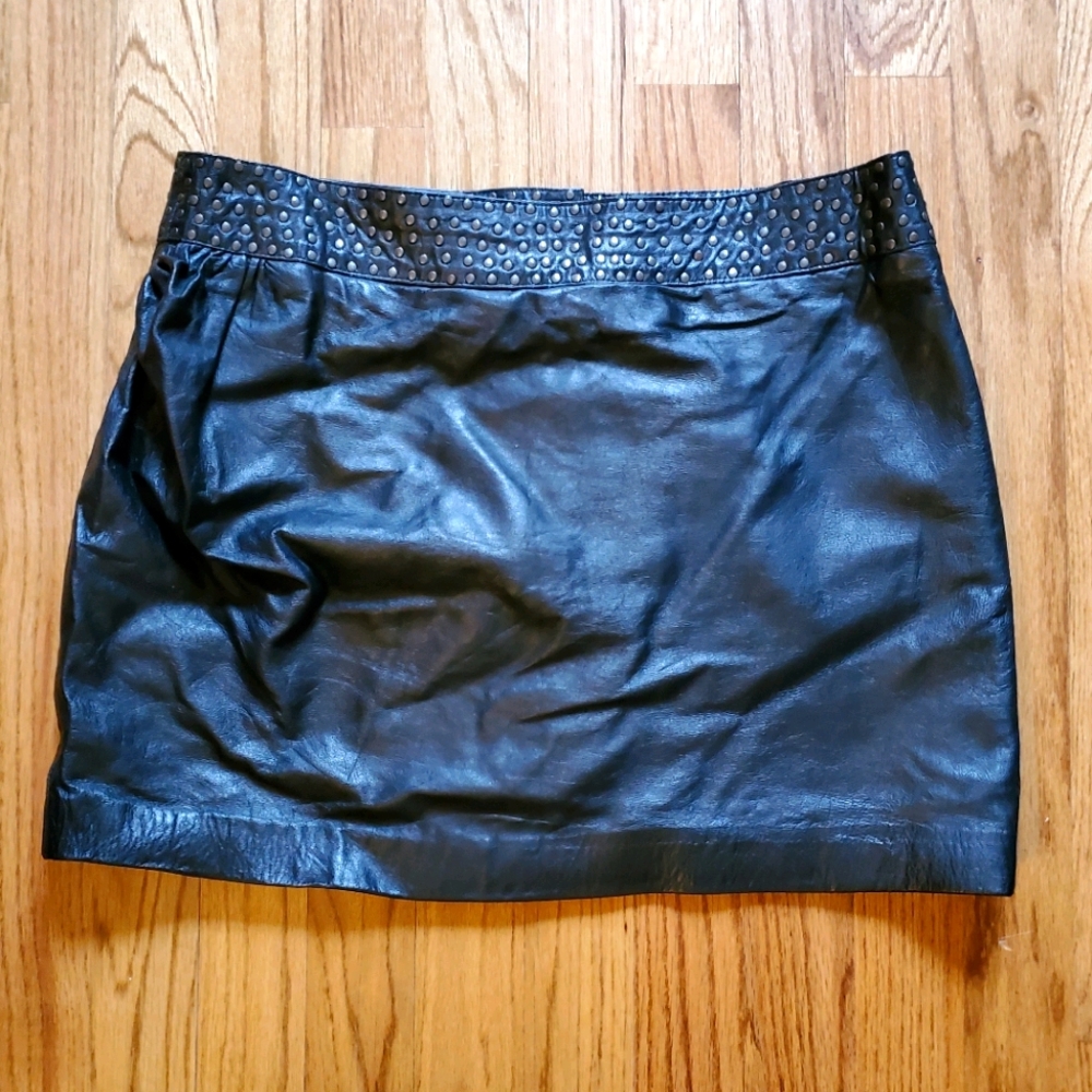 Sara Berman | Leather Mini Skirt with Studs